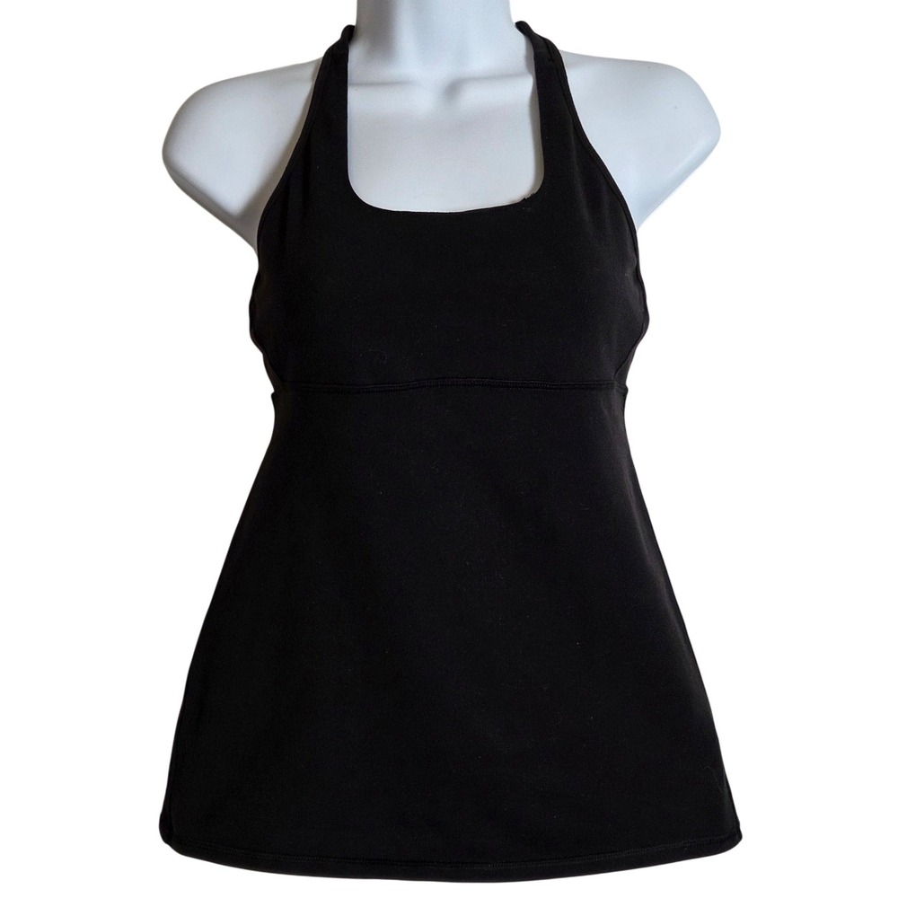 Lululemon Black Racerback‎ Tank Top with Built-in Shelf Bra Yoga Gym Workout